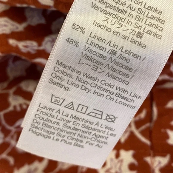 Madewell || Linen-Blend Track Shorts Pull On Floral Batik Vine Orange‎ Medium - Picture 5 of 9